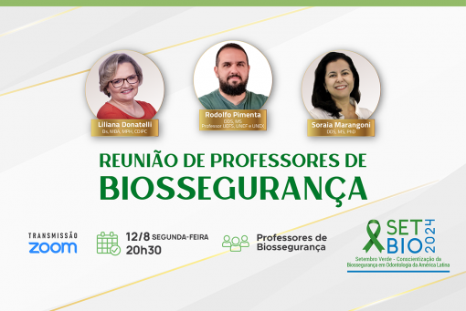 A reunião dos Professores de Biossegurança acontecerá no dia 12 de agosto às 20h30. Uma continuidade dos trabalhos da reunião paralela da ABENO.